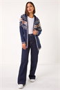 Navy  Jacquard Zip Through Knit Cardigan, Image 2 of 7