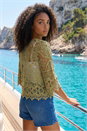 KHAKI Dusk Floral Crochet Top, Image 3 of 4