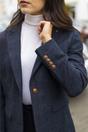 Navy Infinity Leather Navy Women's Navy Tweed Formal Blazer, Image 4 of 7