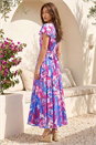 Pink Abstract Floral Ruched Midi Dress, Image 3 of 3