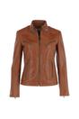 Tan 'lolita' Real Leather Mandarin Collar Biker Jacket, Image 2 of 5