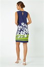 Navy  Floral Print Sleeveless Shift Dress, Image 3 of 5