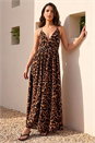 Camel  Dusk Animal Print Halterneck Maxi Dress, Image 1 of 4