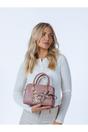 Pink Embroidered Floral Rounded Grab Bag in Pink, Image 6 of 6