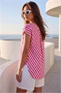 Magenta Wave Stripe Print V-Neck Top, Image 3 of 4