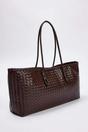 Brown Women's Woven Shoulder Bag with Intrecciato Pattern, Image 3 of 3