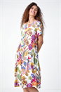 Multi  Floral Print Cotton Midi Dress, Image 2 of 5