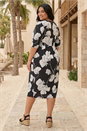 Black Curve Floral Print Pocket Dress, Image 3 of 4