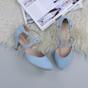 Light Blue AJVANI Light Blue Mid Heel Crossed Straps Court Shoes, Image 4 of 6