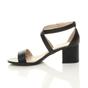 Black AJVANI Black Mid Block Heel Crossed Straps Sandals, Image 3 of 6