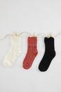 Multi 3 Pack Cotton Jacquard Lace Knit Crew Socks, Image 1 of 1