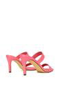 Pink 'Wolf' Round Toe Double Strap Stiletto High Heel Mule Sandals, Image 5 of 5