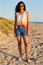 Rust Cotton Lace Detail Ombre V-Neck Vest Top, Image 2 of 4