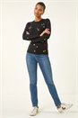 Black Heart Print Embroidered Jumper, Image 2 of 5