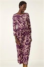 Purple Shadow Floral Stretch Midi Dress, Image 4 of 5