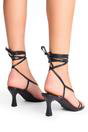 Black Irisa Black Lace Up Strappy Mid Heels, Image 3 of 4