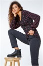 Black Ditsy Floral Ladder Lace Top , Image 1 of 5