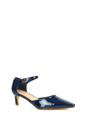 Navy XY LONDON Navy 'Kacey' Low Heel Court Shoes With Slingbacks, Image 2 of 6