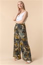 Green Tropical Print Elastic Waist Wide Leg Trouser, Image 3 of 4