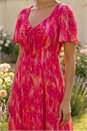 Red Dusk Blurred Foil Print Dress, Image 4 of 4