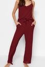 Burgundy WOVCOR Burgundy 2-Piece Lace Trim and Pyjama Set, Image 2 of 5