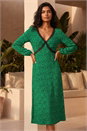 Green Lace Front Midi Dress, Image 2 of 4