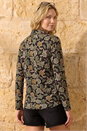 Green Floral Print V-Neck Top, Image 3 of 4