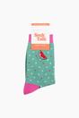 Mint Embroidered Watermelon Combed Cotton Socks, Image 4 of 4