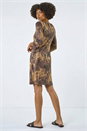 Tan Butterfly Pocket Stretch Shift Dress, Image 3 of 5