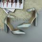 Silver High Heel Ankle Strap Pointed Toe Mermaid 2 Part Shoes, Image 4 of 6