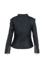 Black 'Chiara' Mandarin Collar Real Leather Biker Jacket, Image 4 of 5