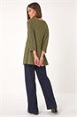 Khaki Metallic Textured Knit Tunic Top, Image 3 of 5
