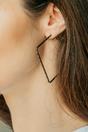 Black Hammered Square Threader Hoop Earrings, Image 1 of 2