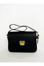 Black Black Shoulder Bag with Gold Clasp Fastening, Image 1 of 5