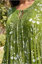 Khaki Floral Print Lace Detail Smock Dress, Image 4 of 4