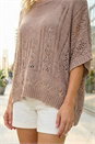 Taupe Stitch Light Knit Poncho, Image 4 of 4