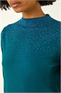 Dark Green Sparkly High Neck Knit Jumper, Image 5 of 5