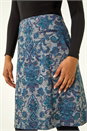 Blue Baroque Floral Stretch Pencil Skirt, Image 5 of 5