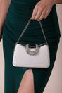 Silver Shimmer Grab Bag with Double Chain Strap Silver, Image 1 of 5