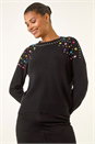 Black Sparkly Shoulder Knit Jumper, Image 5 of 6
