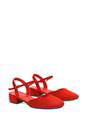 Red XY LONDON Red 'Hilary' Low Block Heel Court Shoes With Ankle Strap, Image 3 of 5