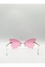 Pink Frameless Pink Butterfly Sunglasses, Image 6 of 6