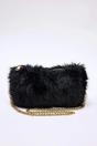 Black Faux Fur Chain Strap Crossbody Shoulder Bag, Image 2 of 4