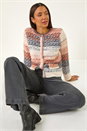 Denim Fluffy Ombre Knit Cardigan, Image 2 of 6