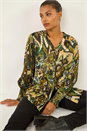 Green Abstract Print Foil Shirt , Image 2 of 7
