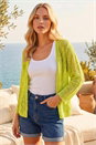 Lime Petite Textured Knit Cardigan, Image 1 of 4