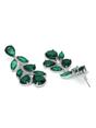 Dark Green Leaf Cluster Statement Drop Earrings, Image 2 of 3