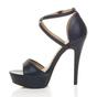 Navy Blue AJVANI Navy Blue High Heel Crossed Straps Platform Sandals, Image 3 of 6