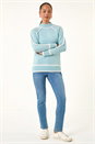 Blue Petite Contrast Ribbed Knit Jumper, Image 2 of 5