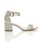 Silver AJVANI Silver Mid Block Heel Ankle Strap Sandals, Image 2 of 6